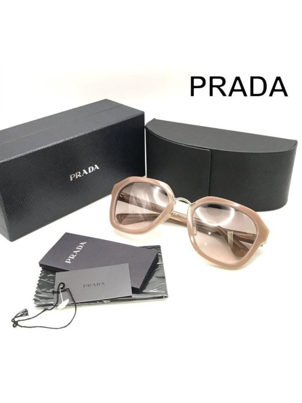 Prada Logo Cell Acetate Sunglasses Gradient Pink Gray Eyewear
